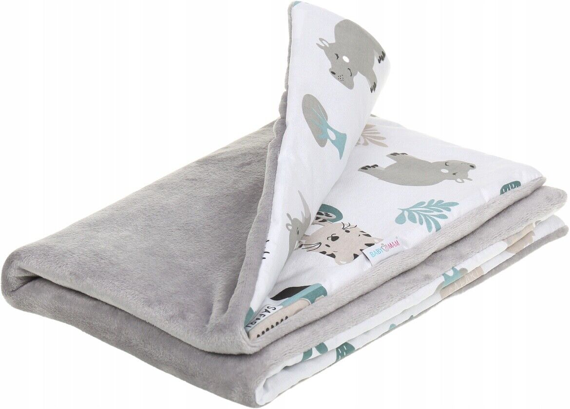 Baby Blanket Reversible Light & Soft Double Sided 75x50cm Grey/ on Safari