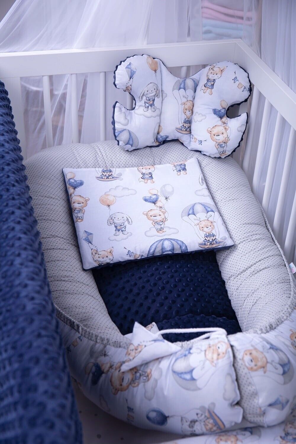 Baby 6pc Walk in the clouds Double-sided Soft Cocoon Infant Nest Bed Cushion