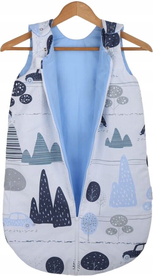 Baby Cotton Sleeping Bag Double Sided Sleepsack Quilted 1.0 Tog Retro Cars/Blue