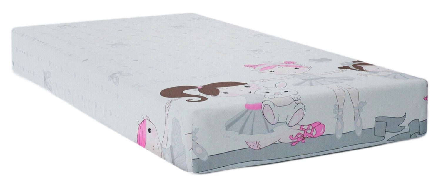 Baby Fitted Cot Sheet 100% Cotton Mattress 120x60cm Ballerina Grey