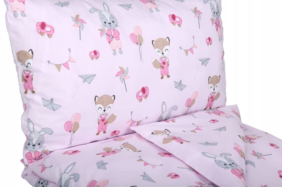 135x100 Fox and Rabbit Baby 2pc Bedding Set Cotton Pillow Case + Duvet Cover