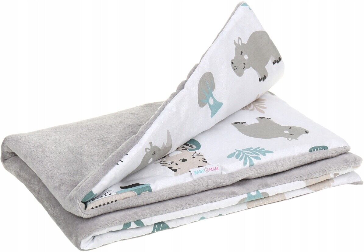 Baby Blanket Reversible Light & Soft Double Sided 75x50cm Grey/ on Safari