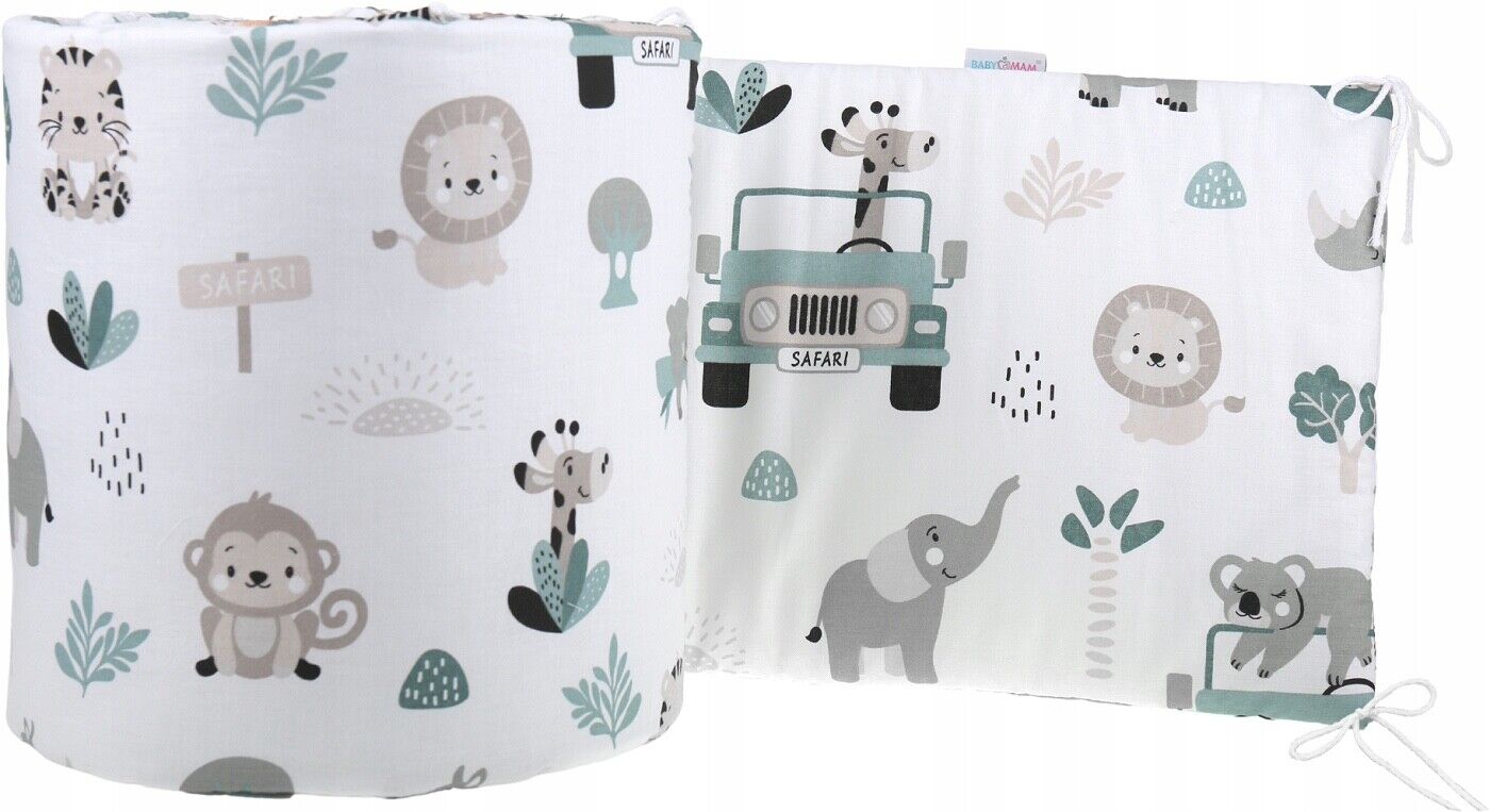 Baby Cot Liner On Safari Fit Crib All-round 260cm Straight 100% Cotton