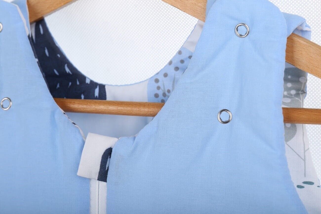 Baby Cotton Sleeping Bag Double Sided Sleepsack Quilted 1.0 Tog Retro Cars/Blue