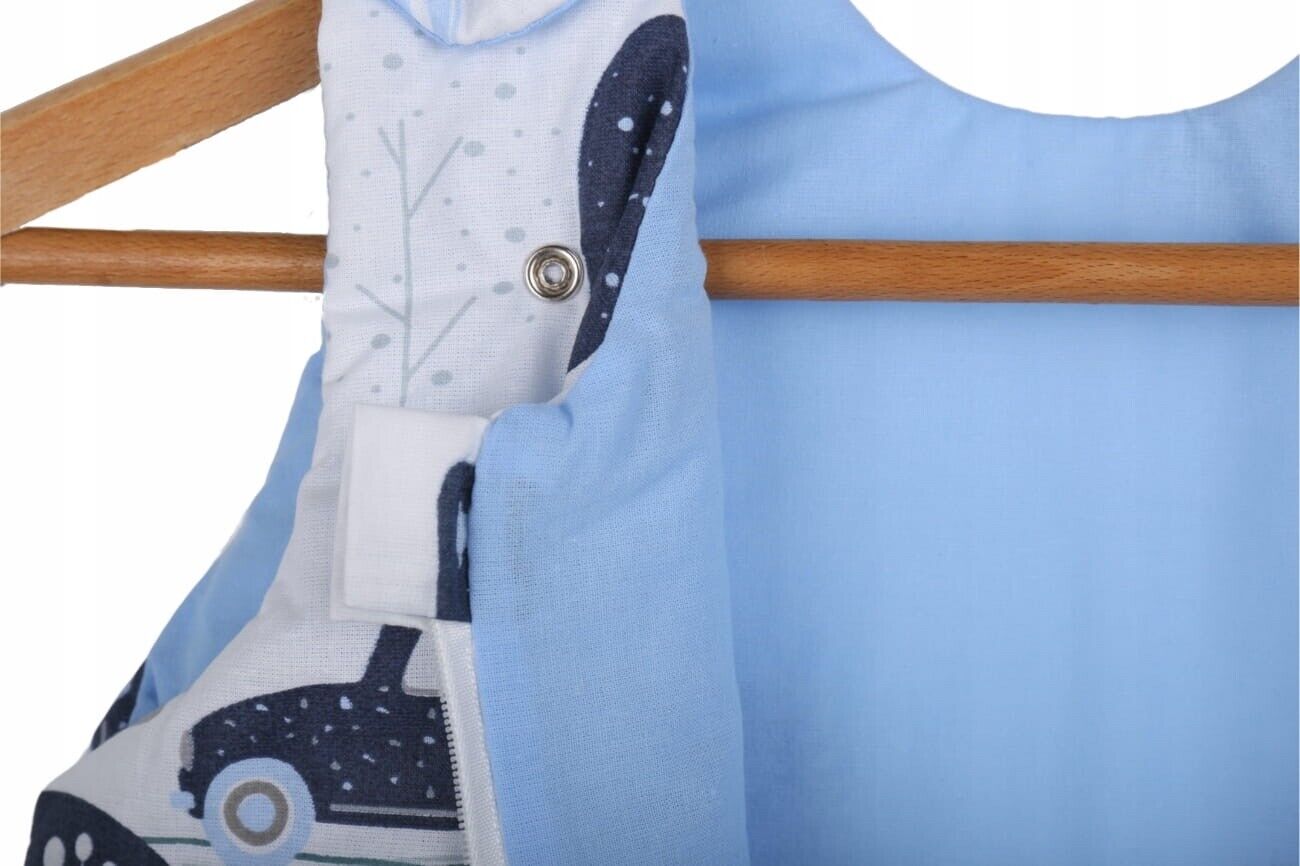 Baby Cotton Sleeping Bag Double Sided Sleepsack Quilted 1.0 Tog Retro Cars/Blue