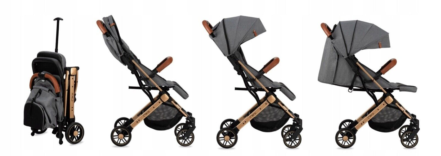 MOMI ESTELLE Grey/Gold Baby Stroller Lightweight Maneuverable Folded Pushchair