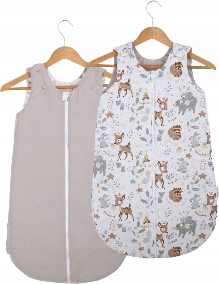Baby Cotton Sleeping Bag Double Sided Sleepsack Quilted 1.0 Tog Deer And Friends