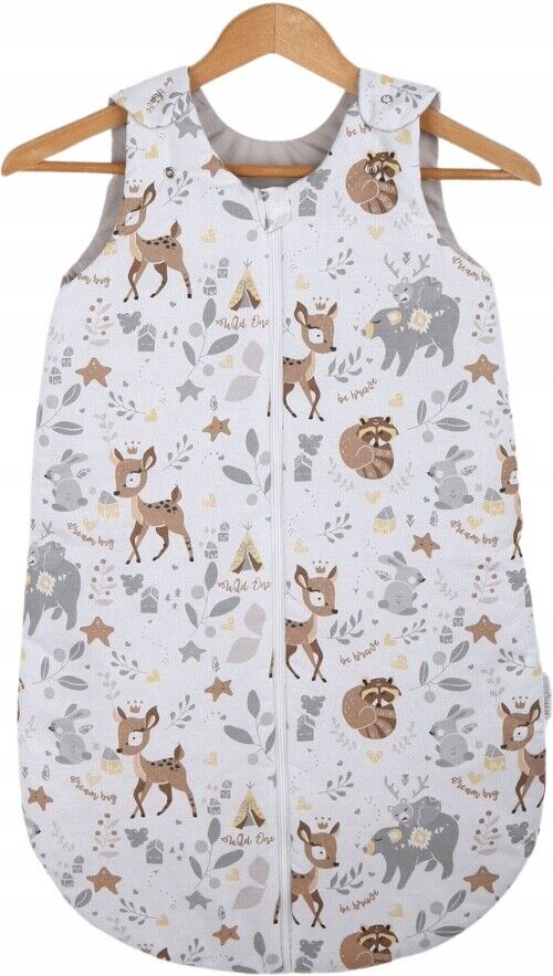 Baby Cotton Sleeping Bag Double Sided Sleepsack Quilted 1.0 Tog Deer And Friends