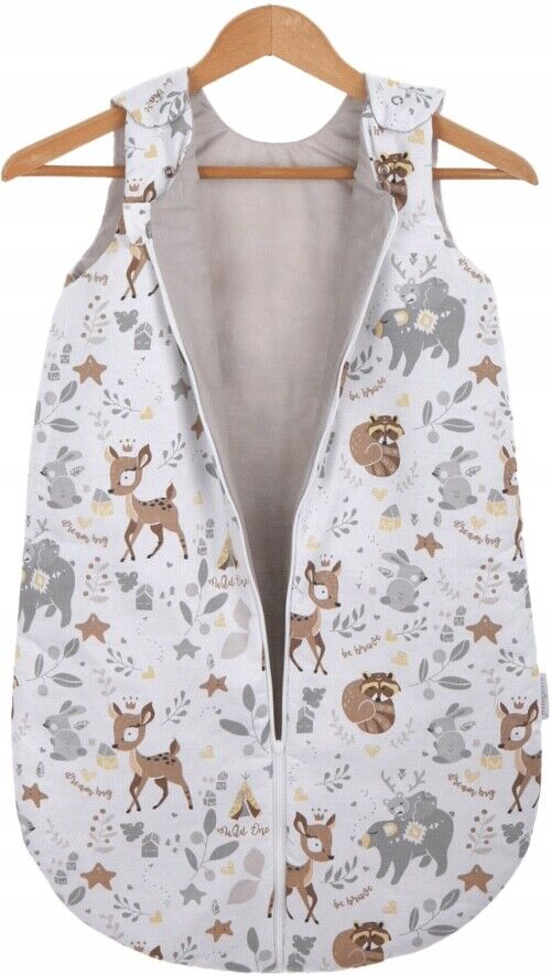 Baby Cotton Sleeping Bag Double Sided Sleepsack Quilted 1.0 Tog Deer And Friends