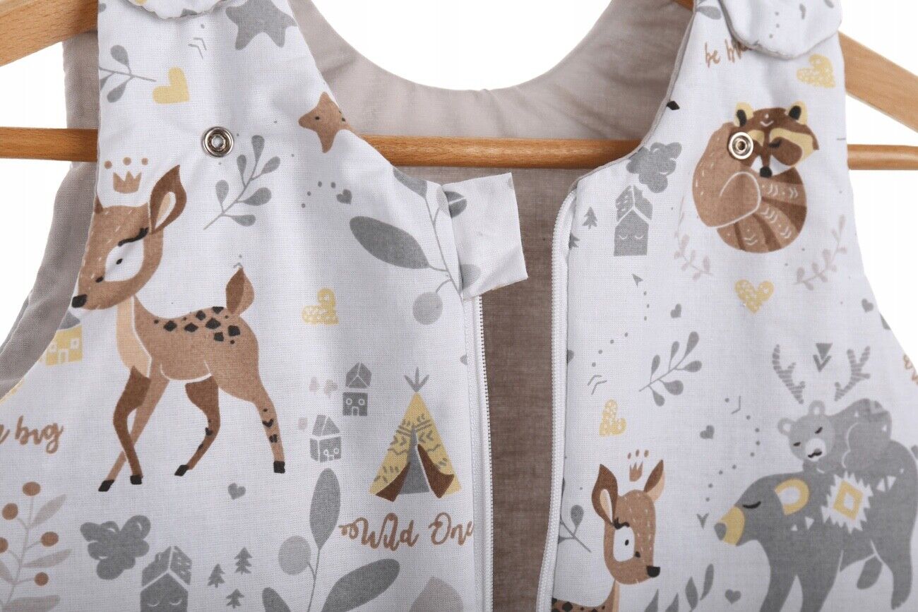 Baby Cotton Sleeping Bag Double Sided Sleepsack Quilted 1.0 Tog Deer And Friends