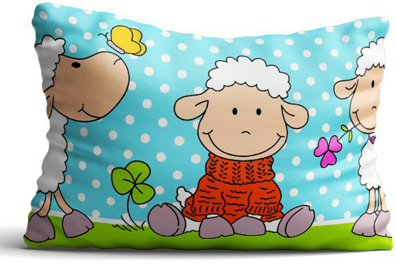 Baby Pillow case with zipper closure 60x40cm Cotton ANTI-ALLERGENIC Sheep Turquiose