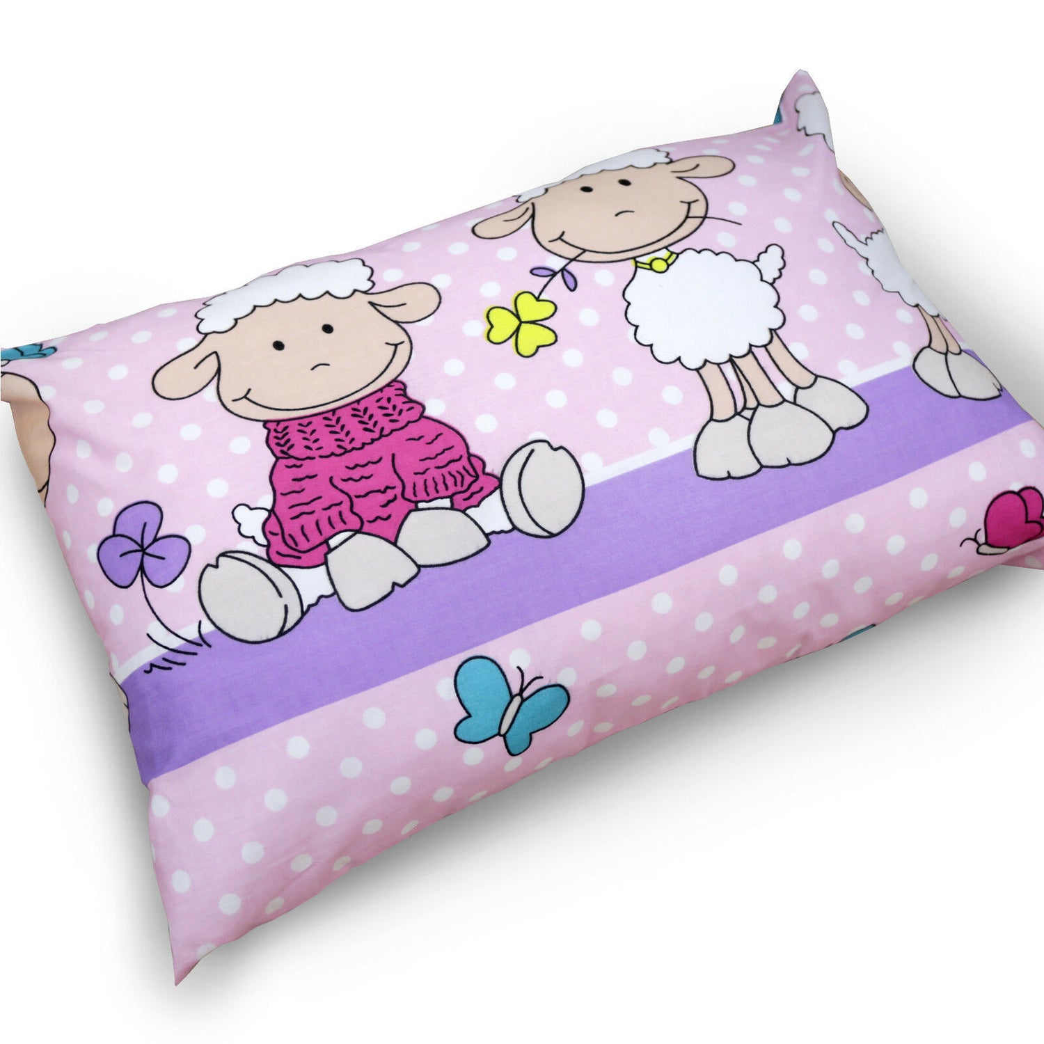 Baby Pillow case with zipper closure 60x40cm Cotton ANTI-ALLERGENIC Sheep Pink