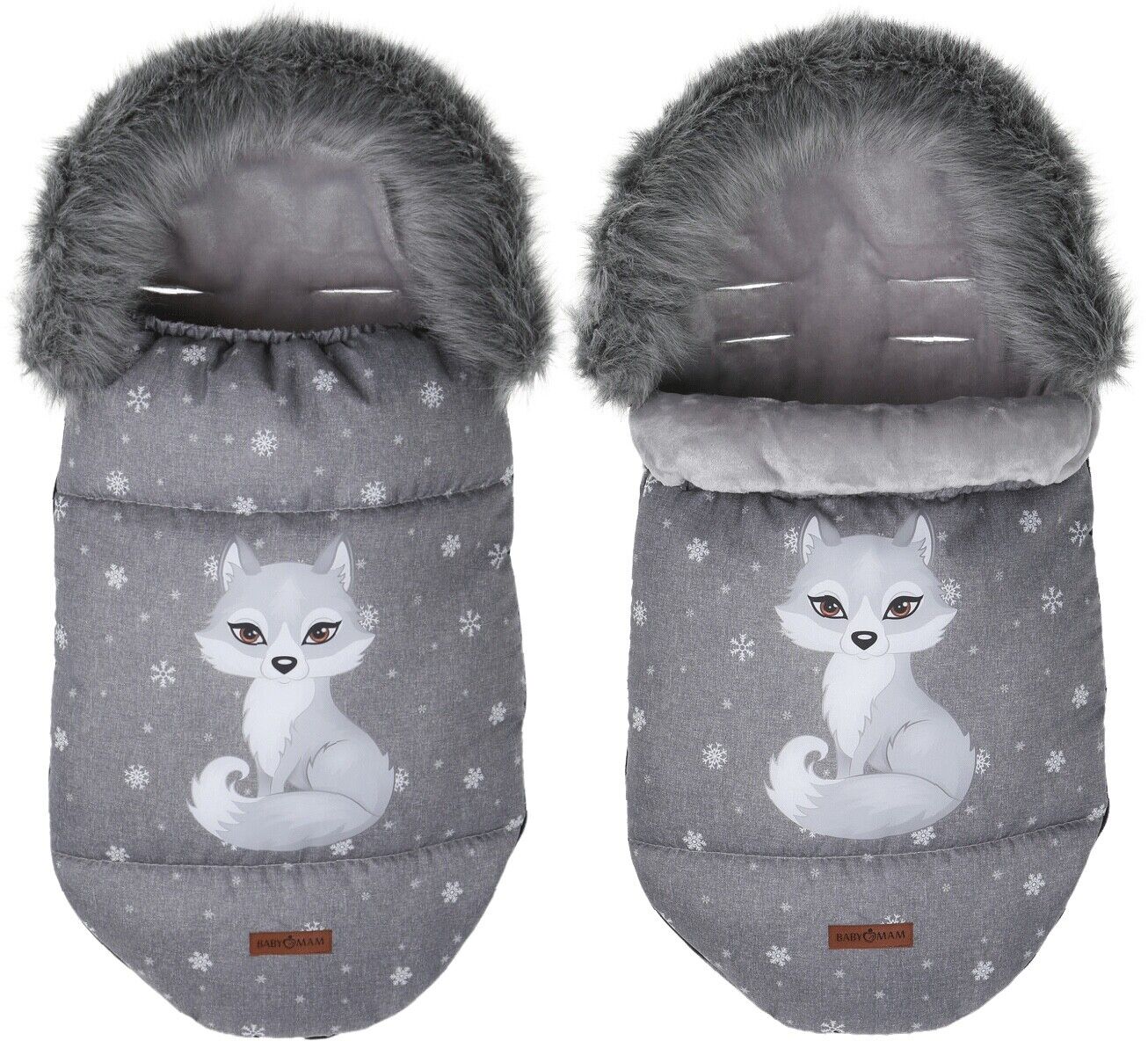 Baby Wolf/Grey Footmuff Collar Stroller Pushchair Sleeping Bag Husky Warm