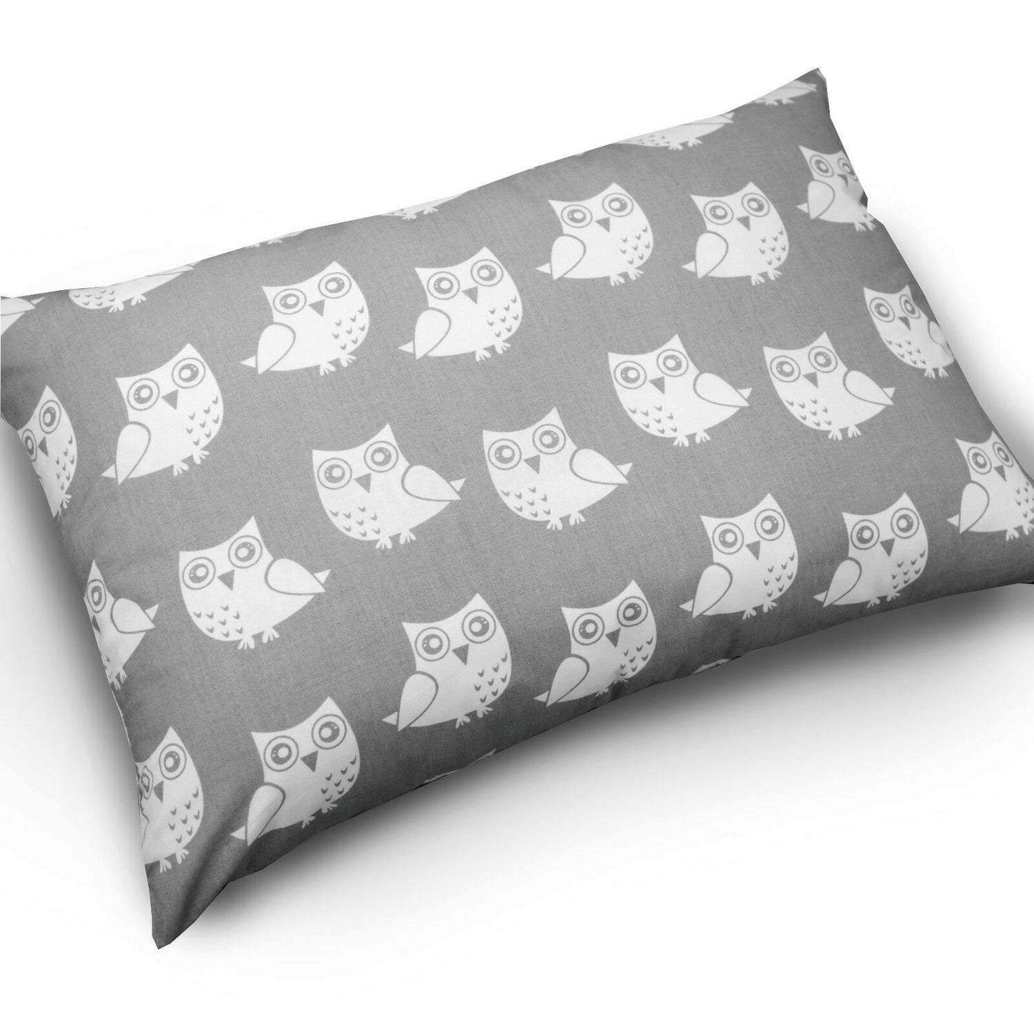 Baby Pillow case with zipper closure 60x40cm Cotton ANTI-ALLERGENIC Owls Grey