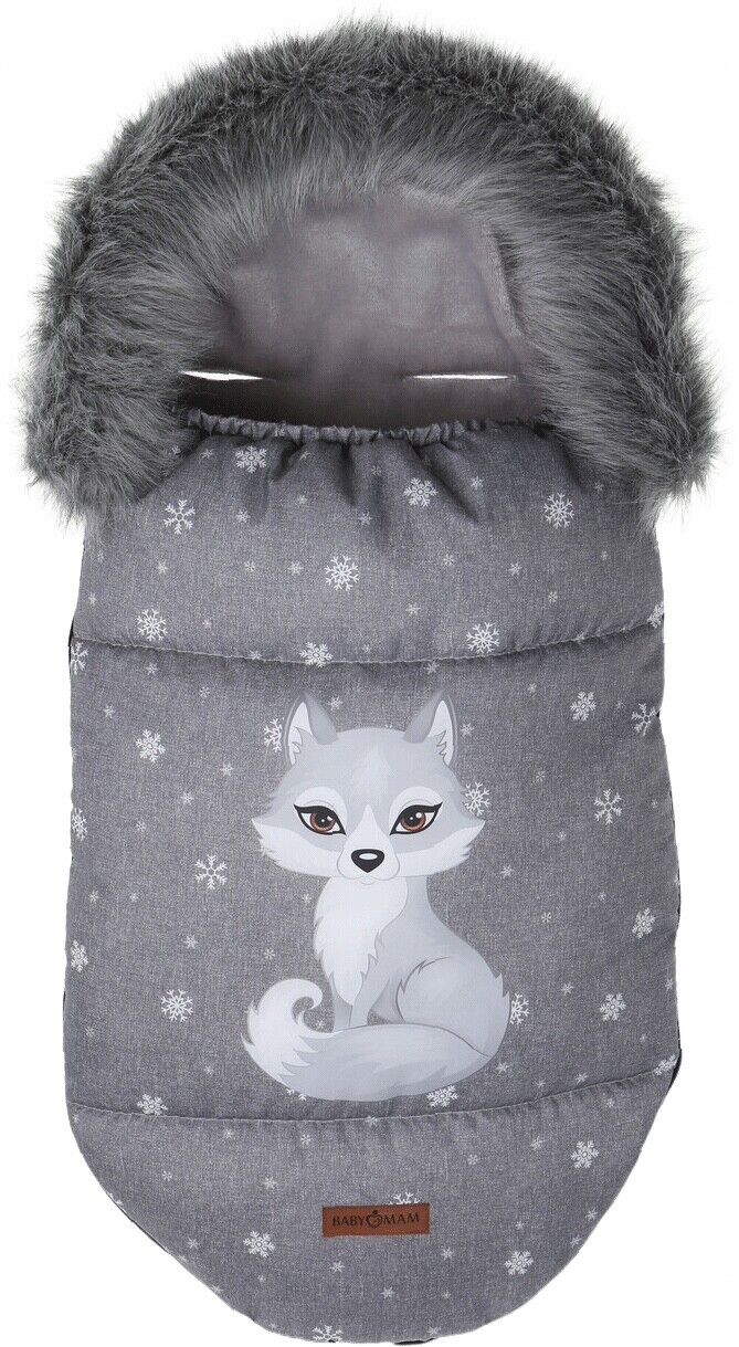 Baby Wolf/Grey Footmuff Collar Stroller Pushchair Sleeping Bag Husky Warm
