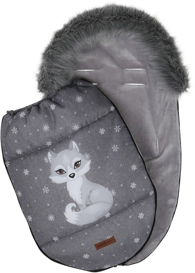 Baby Wolf/Grey Footmuff Collar Stroller Pushchair Sleeping Bag Husky Warm