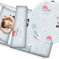 2pc Baby Filled Bedding Set Duvet Pillow 100% Cotton For Cot 120x90cm Sweet Animals Grey