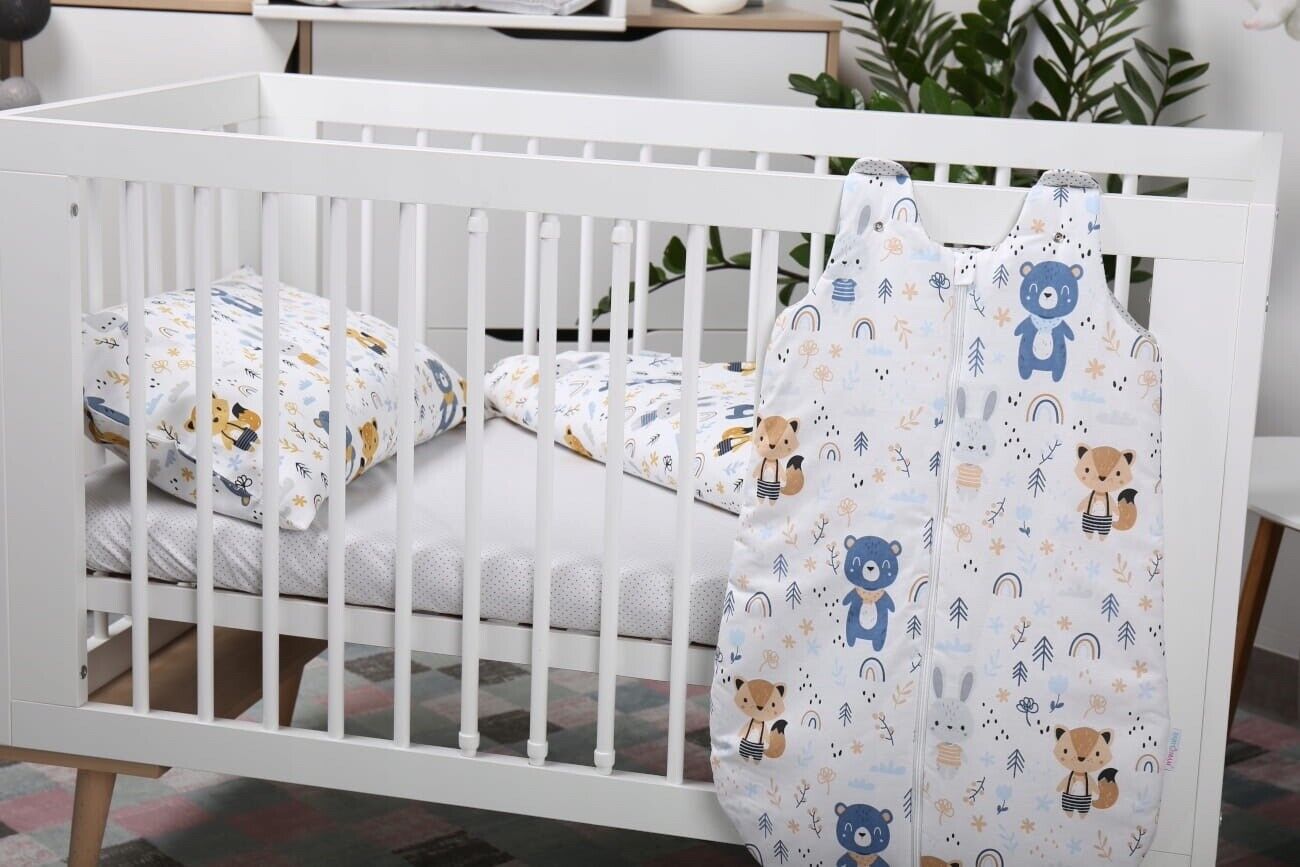 Baby Cotton Sleeping Bag Double Sided Sleepsack Quilted 1.0 Tog Forest Friends