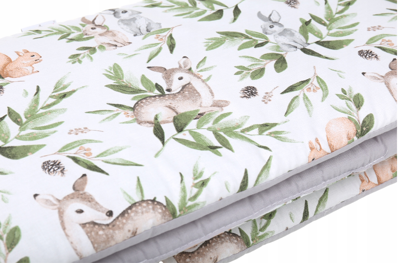 Cot Liner 180cm fit Cot 120x60cm 100% Cotton Baby Nursery Grey/ Green Glade