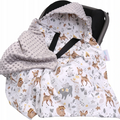 Baby Car Seat Deer and Friends Hooded Blanket Double-sided Snuggle Swaddle Wrap
