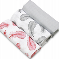 BABY MUSLIN NAPPIES 100% COTTON 3-PACK COLOURFUL 70x80cm FLUFFY Pink Diaper