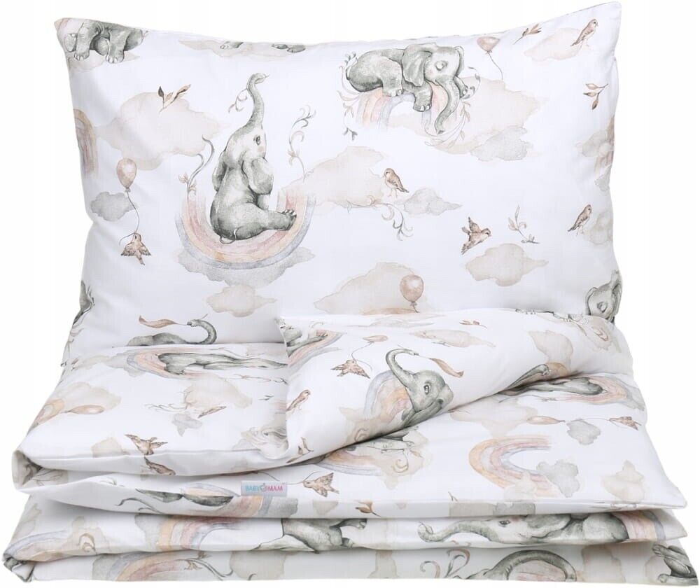 135x100 Elephant on cloud Baby 2pc Bedding Set Cotton Pillow Case Duvet Cover