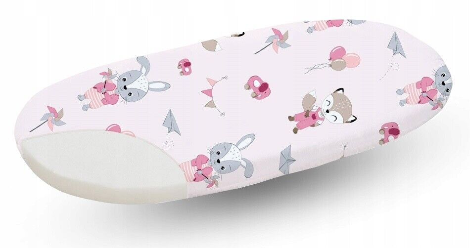 80x38cm Fitted Sheet 100% Cotton for Baby Moses Basket Pram Fox and Rabbit