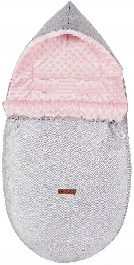 Dimple Light Grey/Powder Pink Universal Hooded Footmuff Pushchair Stroller Buggy