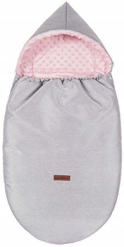 Dimple Light Grey/Powder Pink Universal Hooded Footmuff Pushchair Stroller Buggy