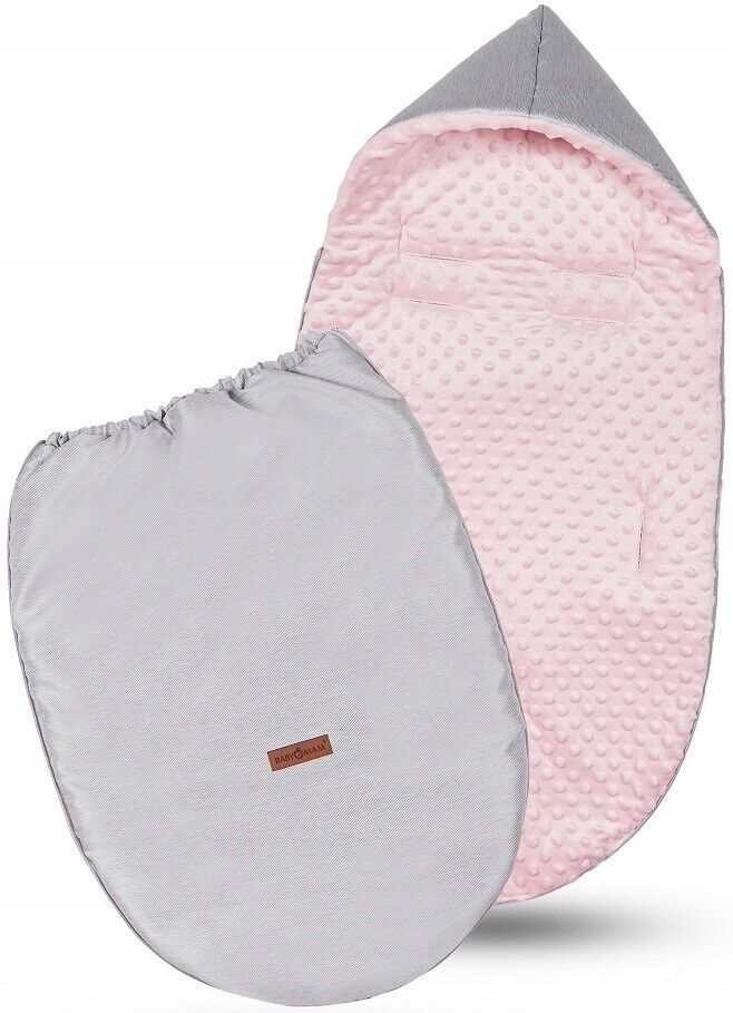 Dimple Light Grey/Powder Pink Universal Hooded Footmuff Pushchair Stroller Buggy