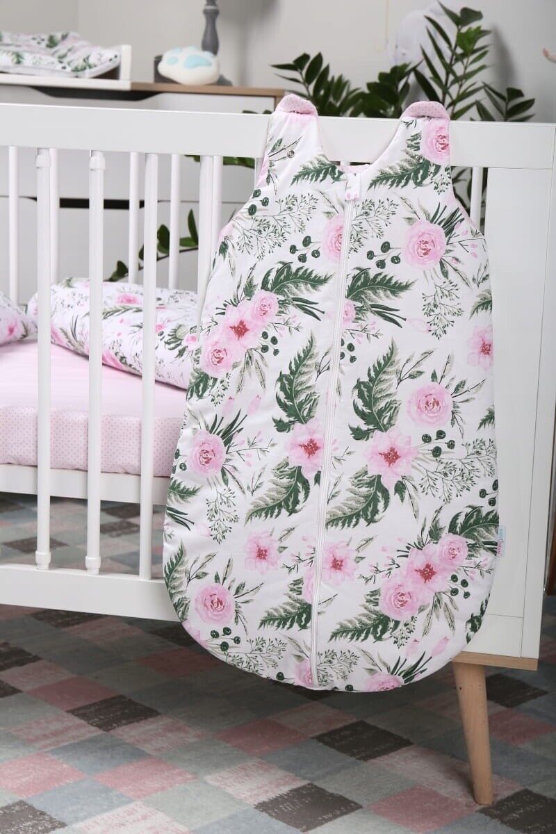 Baby Cotton Sleeping Bag Double Sided Sleepsack Quilted 1.0 Tog Garden Flowers