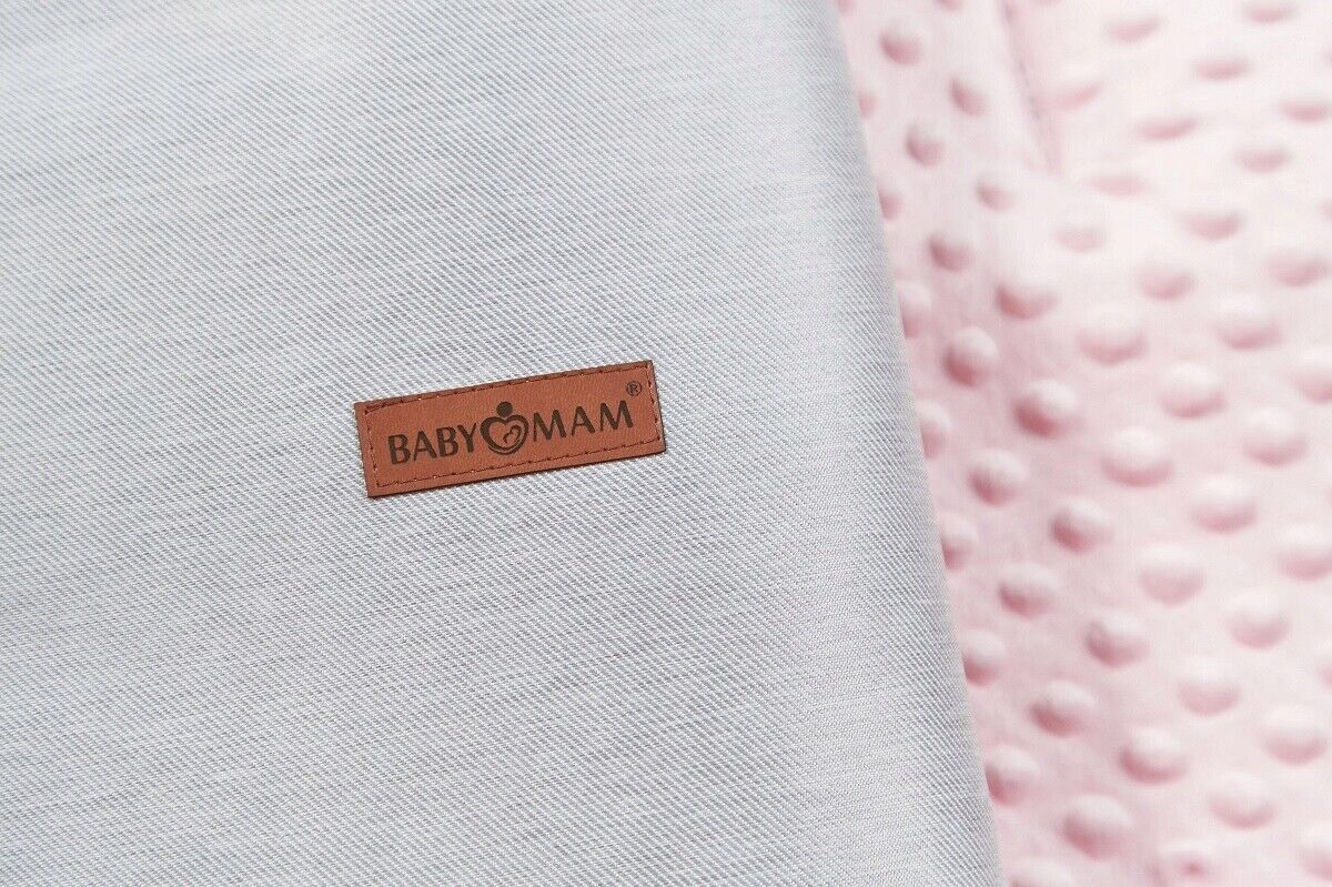 Dimple Light Grey/Powder Pink Universal Hooded Footmuff Pushchair Stroller Buggy