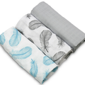 BABY MUSLIN NAPPIES DIAPER 100% COTTON 3-PACK COLOURFUL 70x80cm FLUFFY Blue