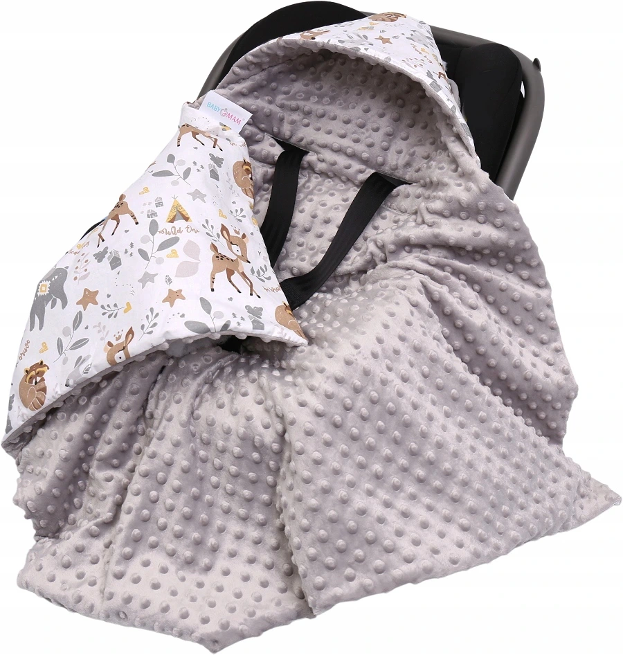 Baby Car Seat GREY/ Green Glade Hooded Blanket Double-sided Snuggle Swaddle Wrap
