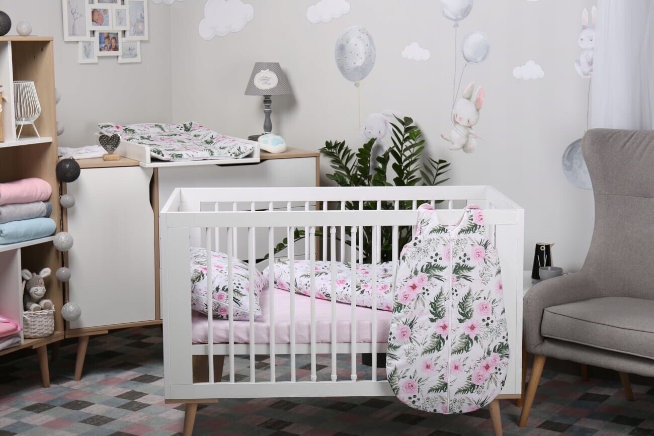 Baby Cotton Sleeping Bag Double Sided Sleepsack Quilted 1.0 Tog Garden Flowers