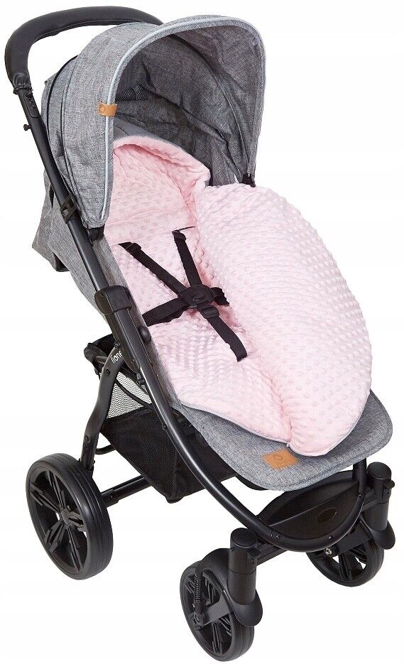 Dimple Light Grey/Powder Pink Universal Hooded Footmuff Pushchair Stroller Buggy