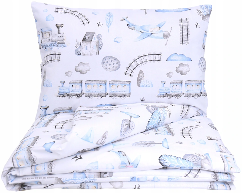 2pc Baby Bedding Duvet Cover Set fit Cot Cotton 120x90cm Retro Locomotive