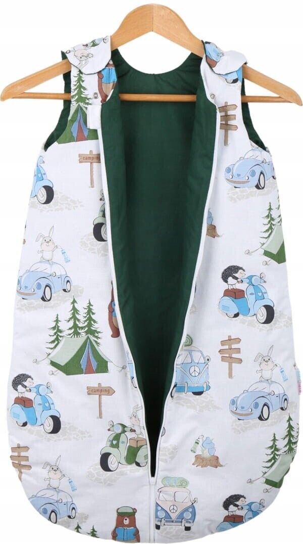 Baby Cotton Sleeping Bag Double Sided Sleepsack Quilted 1.0 Tog Camping/Green