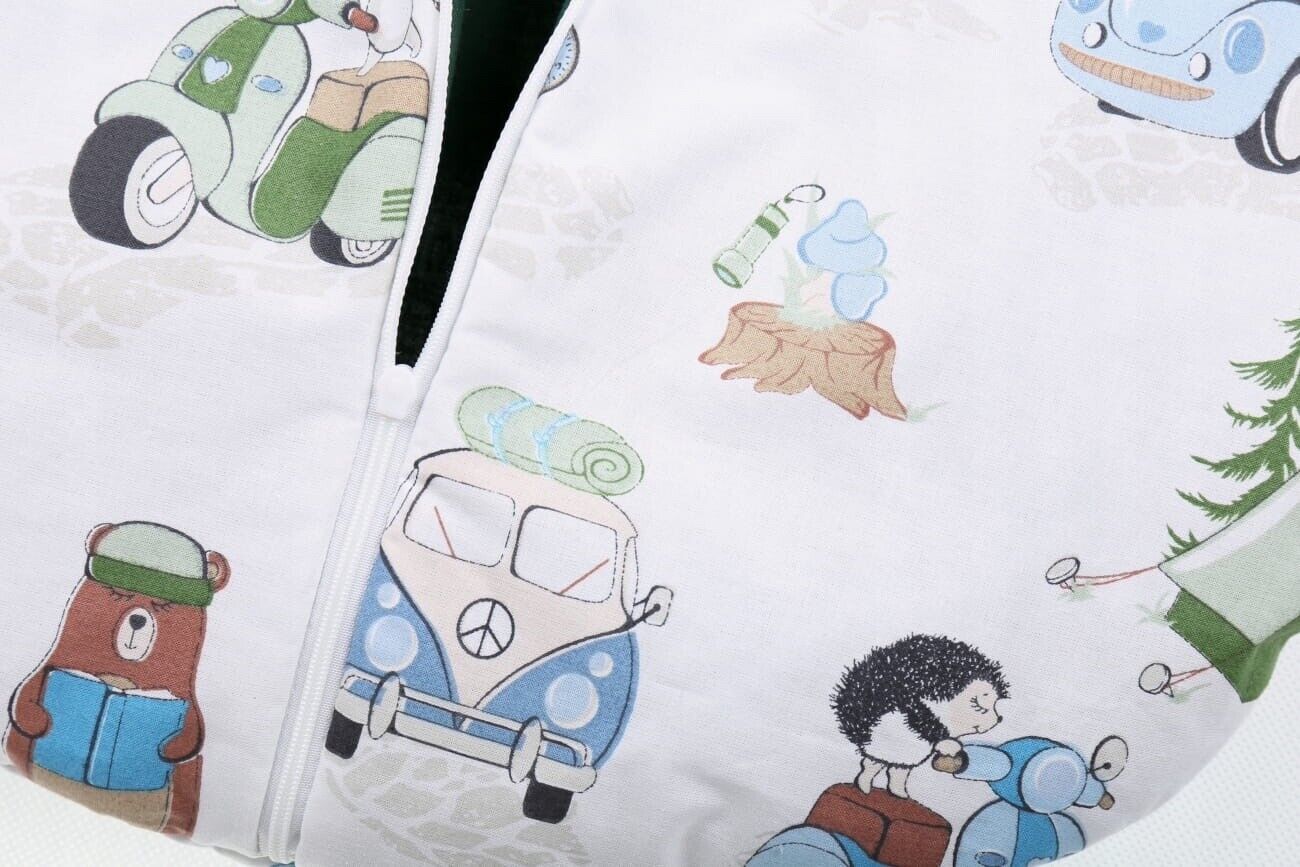 Baby Cotton Sleeping Bag Double Sided Sleepsack Quilted 1.0 Tog Camping/Green