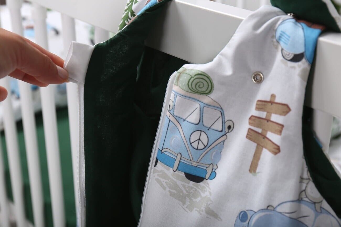 Baby Cotton Sleeping Bag Double Sided Sleepsack Quilted 1.0 Tog Camping/Green