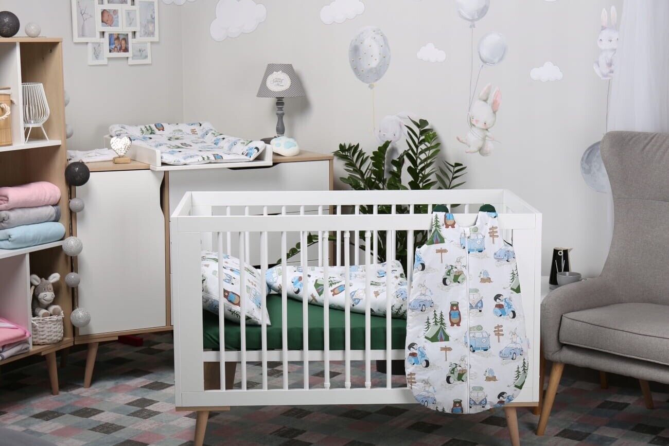 Baby Cotton Sleeping Bag Double Sided Sleepsack Quilted 1.0 Tog Camping/Green