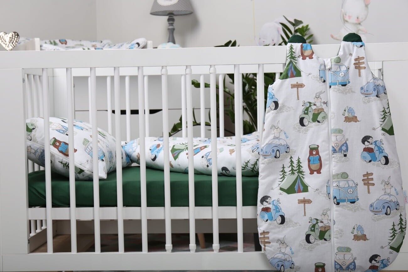 Baby Cotton Sleeping Bag Double Sided Sleepsack Quilted 1.0 Tog Camping/Green