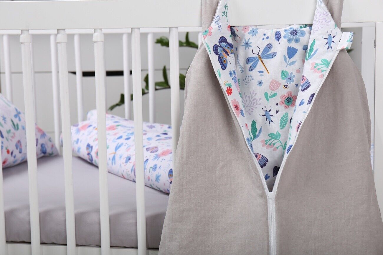 Baby Cotton Sleeping Bag Double Sided Sleepsack Quilted 1.0 Tog On the Meadow