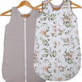 Baby Cotton Sleeping Bag Double Sided Sleepsack Quilted 1.0 Tog Green Glade/Grey