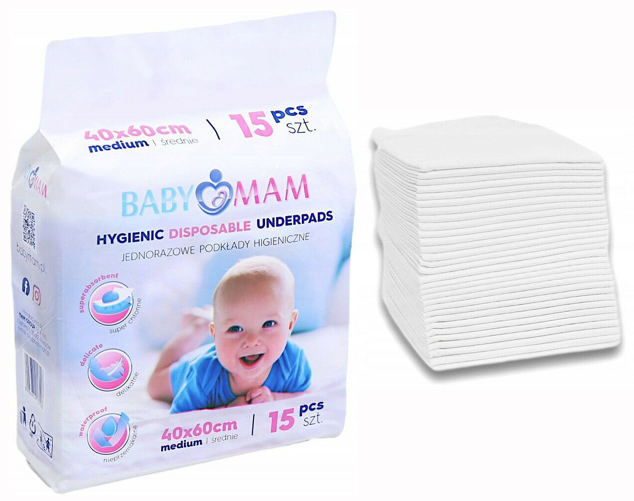 Baby Disposable Changing Mats Under pads Bed Cot Waterproof 60 x 40cm 15 sheets