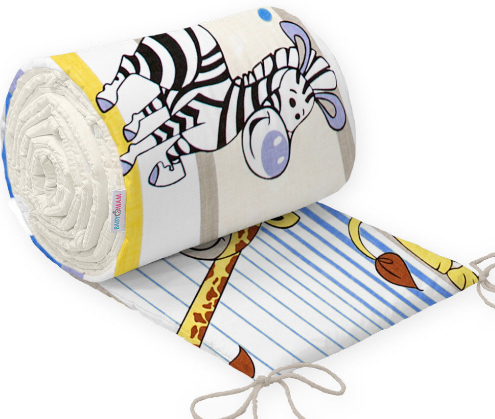 Baby Bedding Cot Liner Safari Blue 180cm Half Cot