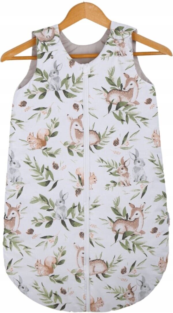 Baby Cotton Sleeping Bag Double Sided Sleepsack Quilted 1.0 Tog Green Glade/Grey