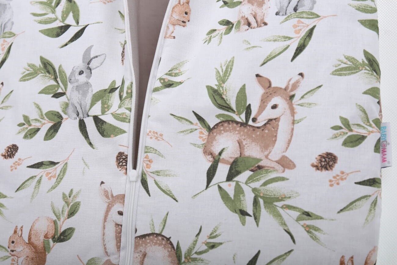 Baby Cotton Sleeping Bag Double Sided Sleepsack Quilted 1.0 Tog Green Glade/Grey