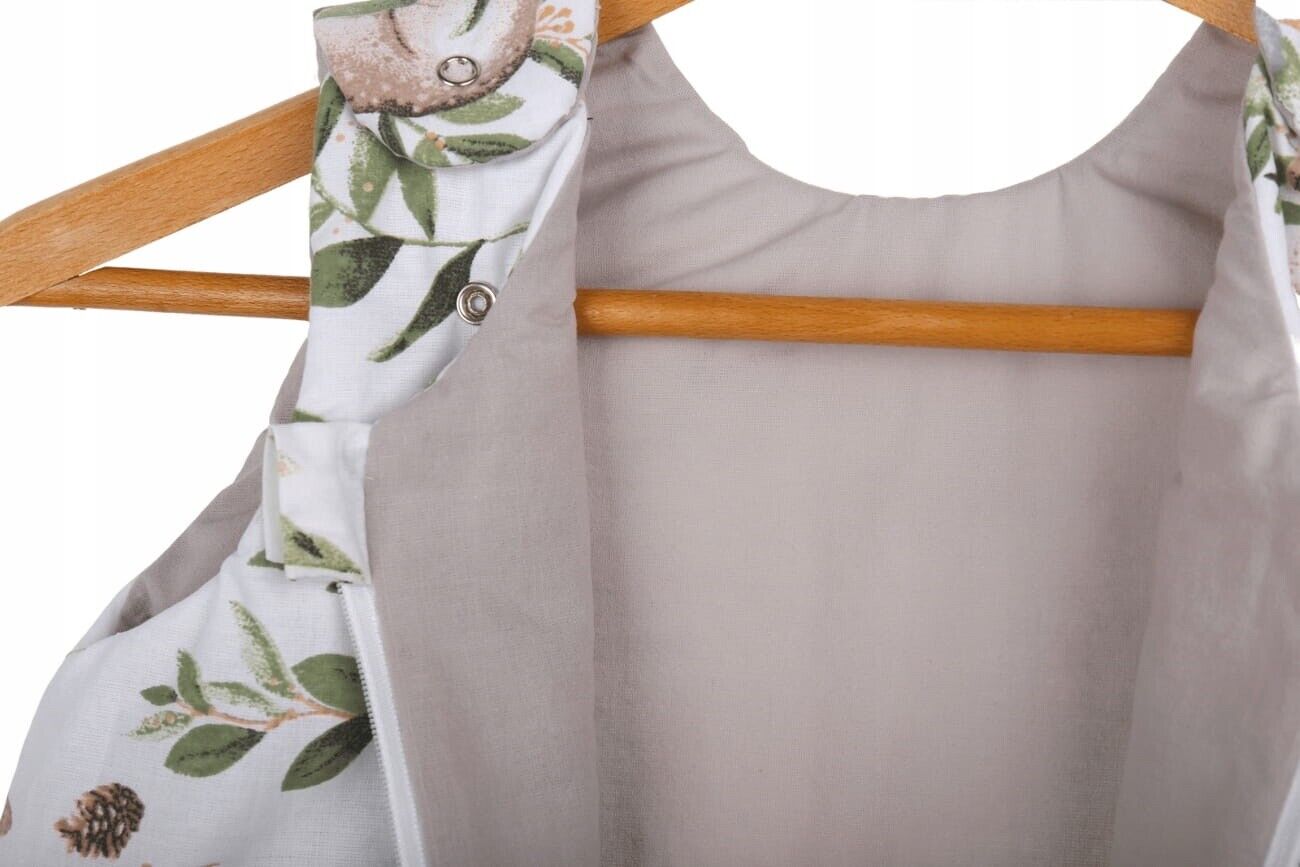 Baby Cotton Sleeping Bag Double Sided Sleepsack Quilted 1.0 Tog Green Glade/Grey