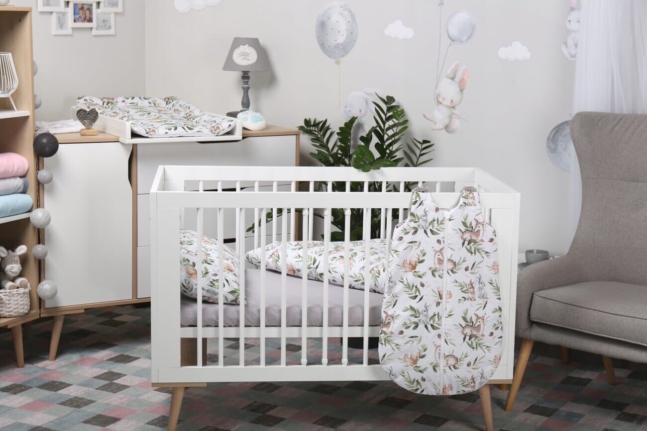 Baby Cotton Sleeping Bag Double Sided Sleepsack Quilted 1.0 Tog Green Glade/Grey